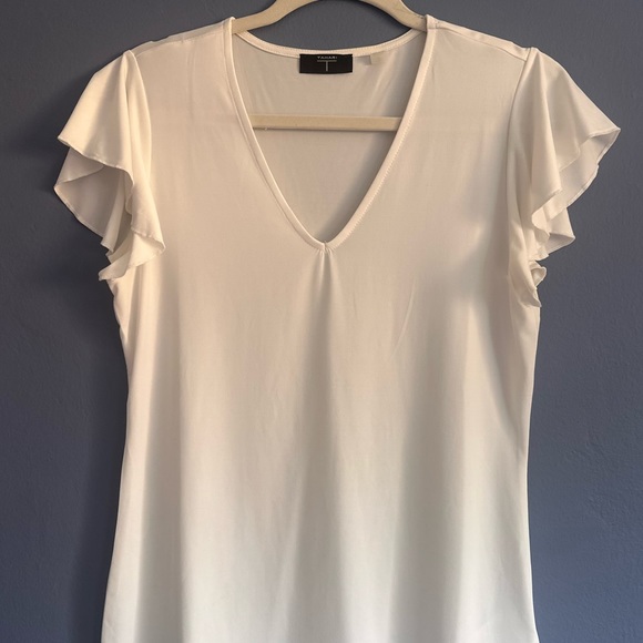 White Tahari Short Sleeved V Neck Loose fit Size M - Picture 1 of 1
